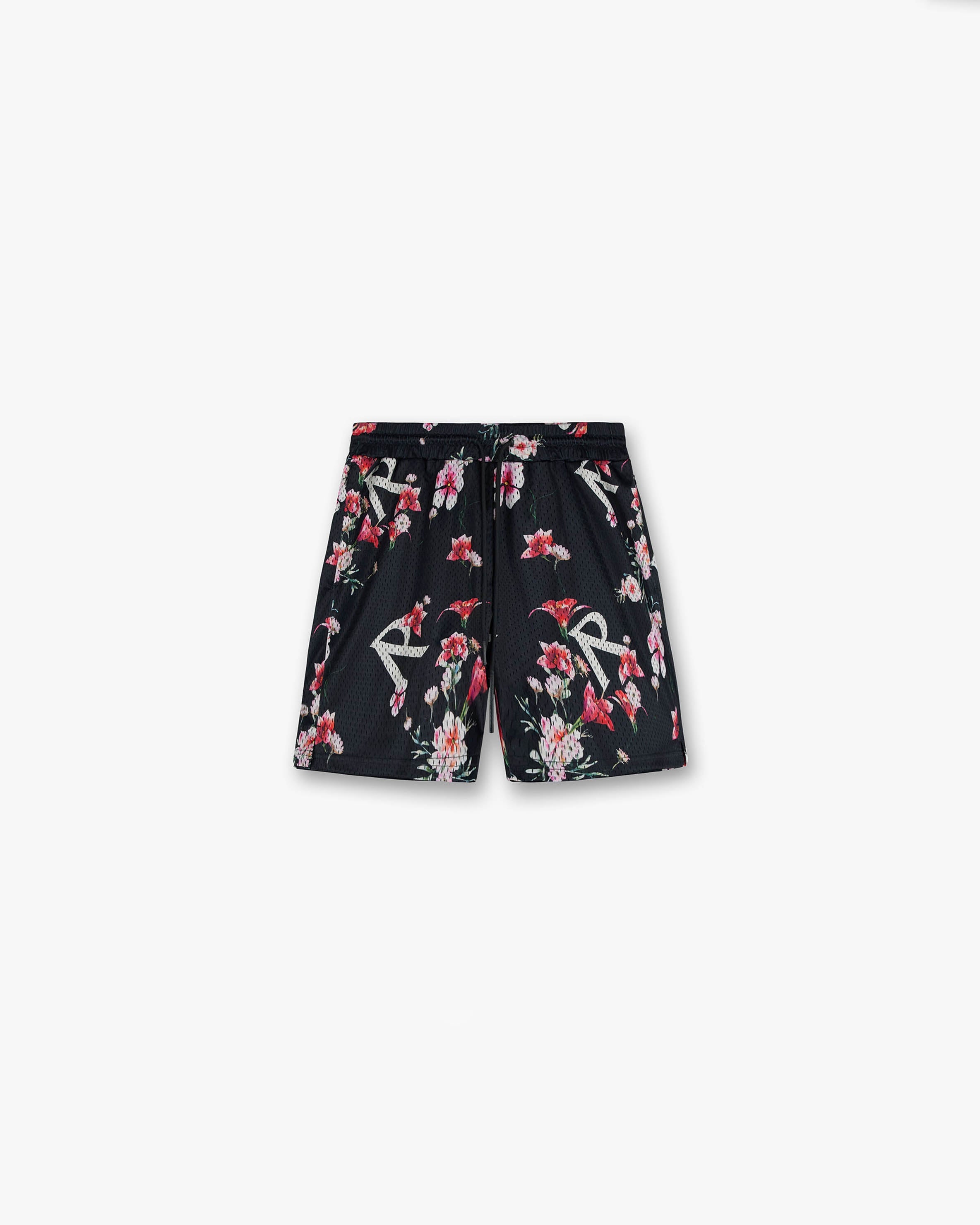 Floral Mesh Shorts - Black